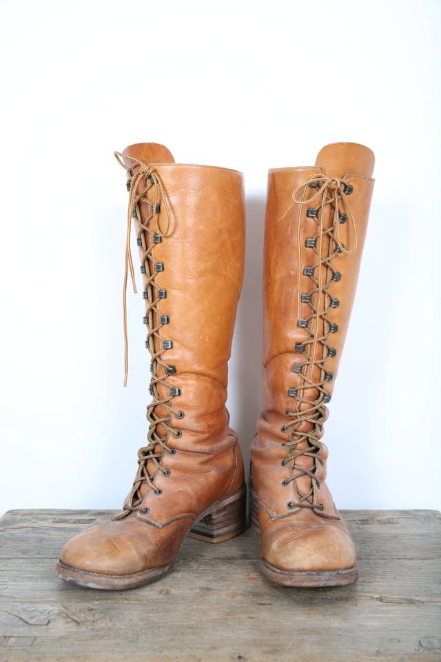 Vintage 70s Campus Lace Up Boots Selected by Love Rocks Vintage