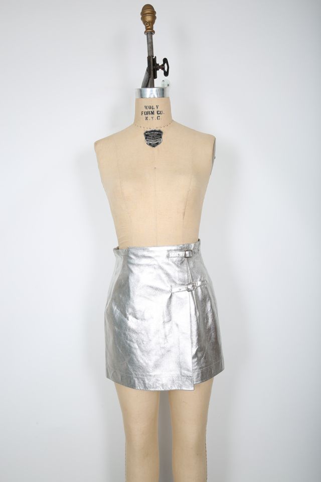 Paco Rabanne Silver Leather Mini Skirt Selected by Love Rocks Vintage