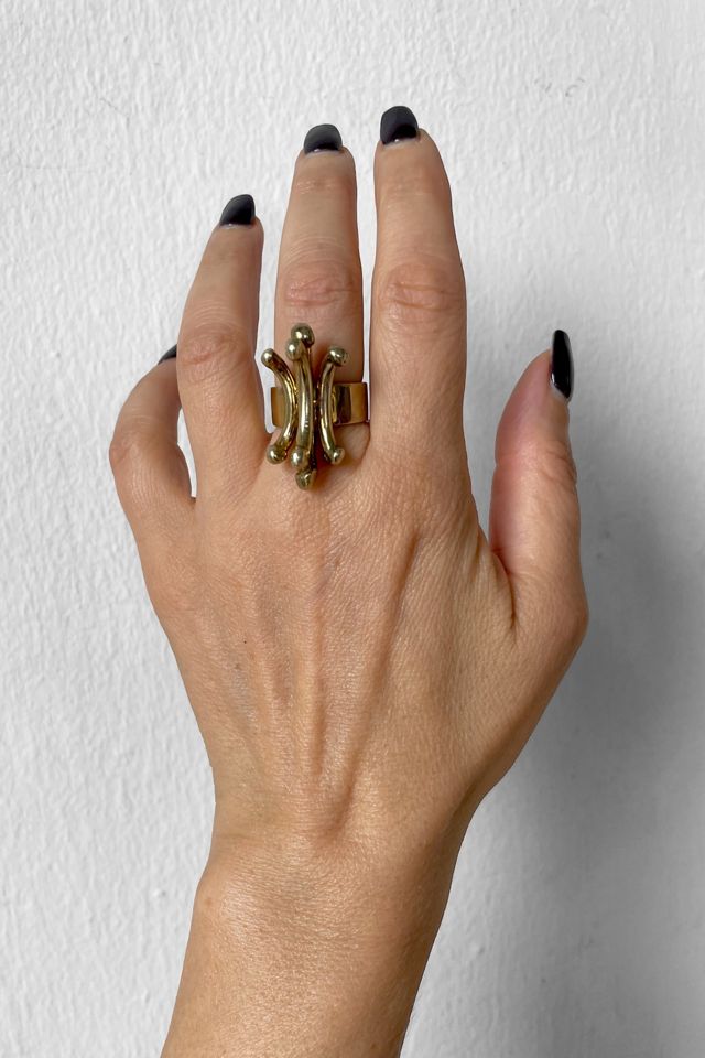 Vintage Mid-Century Brass Abstract Statement Ring Selected by MARMALADE #2