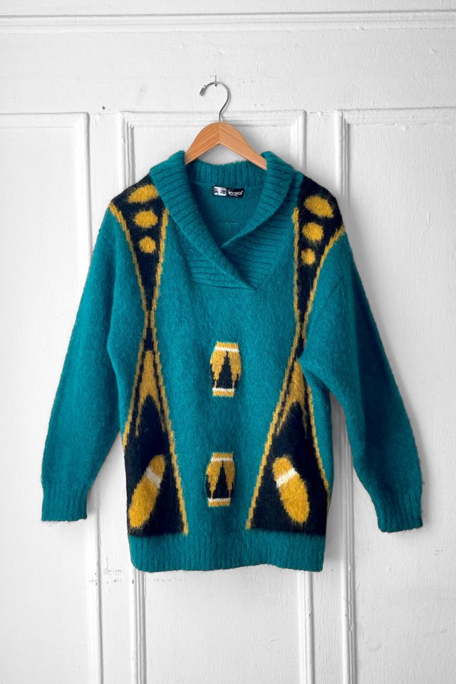 Vintage 80s Kansai Yamamoto Graphic Shawl Collar Sweater Selected by MARMALADE #3