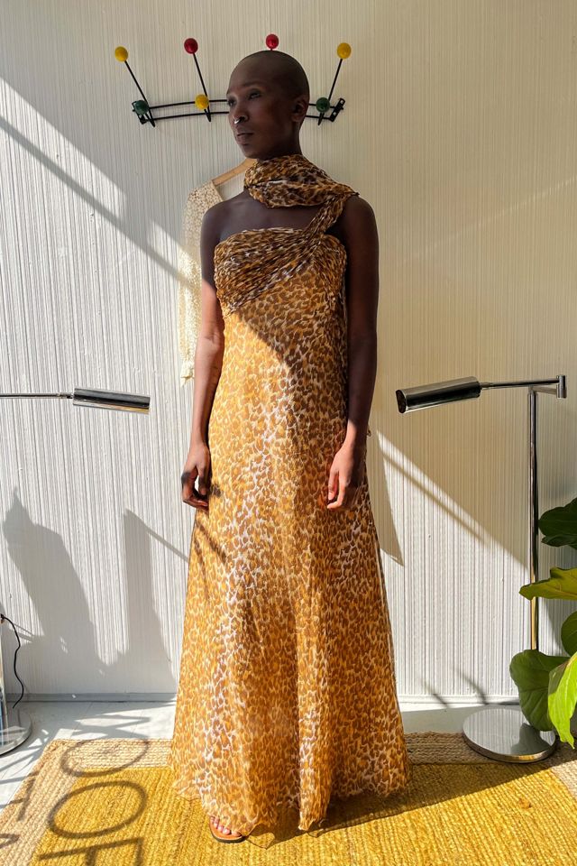 Vicky Tiel Couture For Neiman Marcus Leopard Print Silk Gown