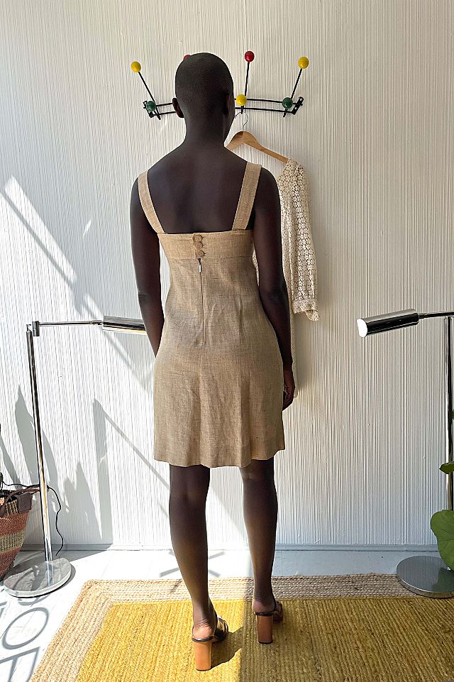 Linen mid-length dress Chanel Beige size 38 FR in Linen - 37229985
