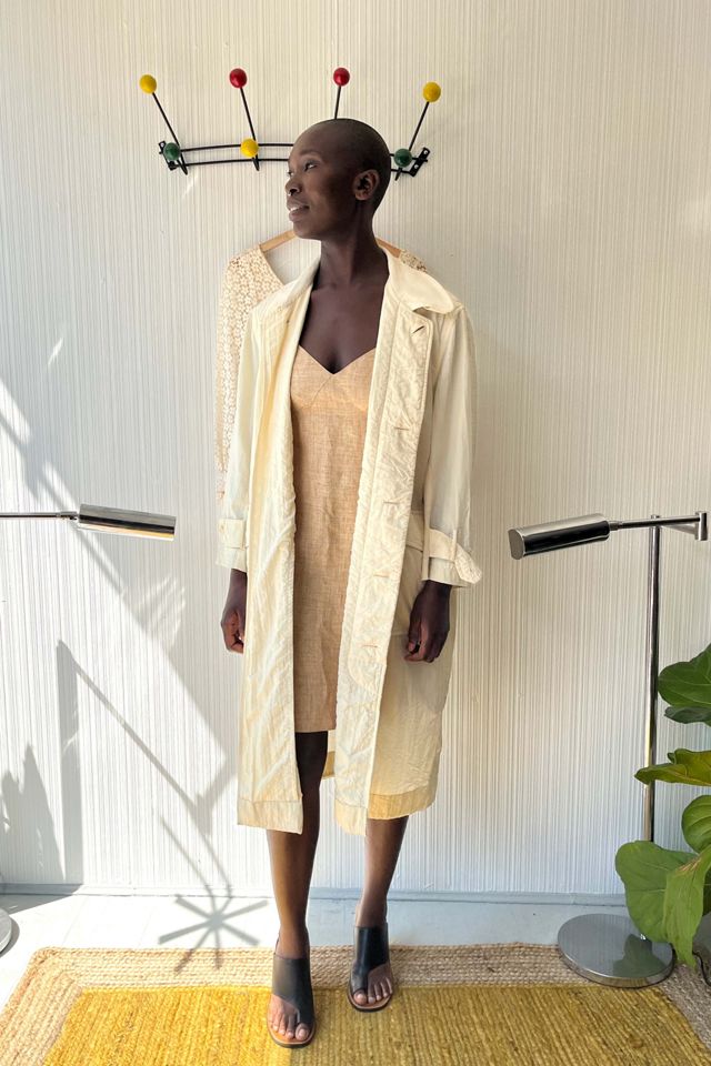 Matsuda Ivory Nylon Blend Trench Coat Selected By Moore Vintage
