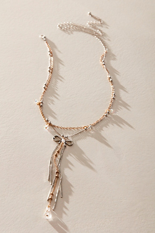 Dearly Beloved Bow Necklace at Free People in Mixed Metal