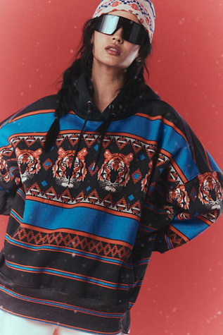 Sprint To The Finish Printed Hoodie by FP Movement at Free People, Tiger Knit Black, M