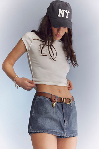 We The Free Gallivanting Peekaboo Skort at Free People in Blue, Size: 28