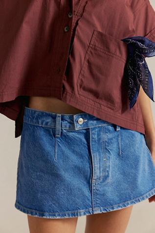 We The Free Gallivanting Peekaboo Skort at Free People in Oasis Blue, Size: 29