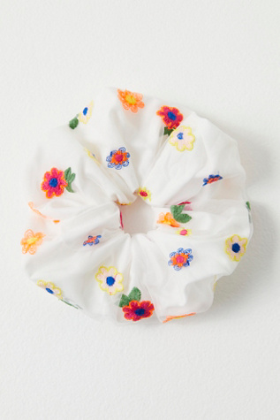 Spring Flower Jumbo Scrunchie at Free People in White