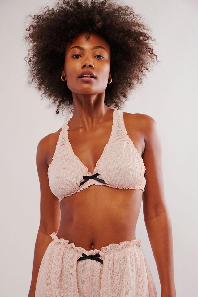 Semi sheer lace bralette featuring floral lace detailing and