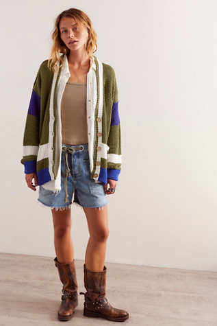 We The Free Chelsea Cardi at Free People in Green Combo, Size: Medium