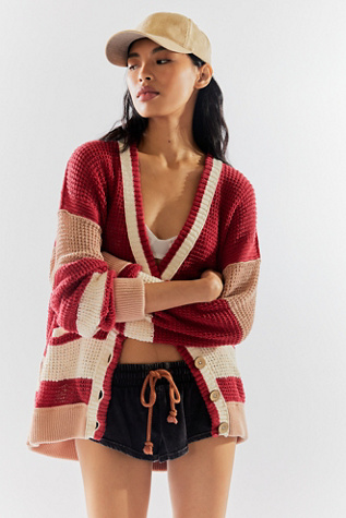 We The Free Chelsea Cardi at Free People in Red, Size: Medium