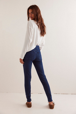 CRVY Infinite Stretch Pull-On Skinny Jeans by We The Free at Free People in Dark Wash, Size: L Short