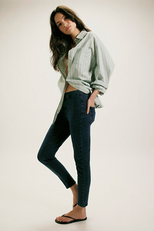 We The Free CRVY Infinite Stretch Pull-On Skinny Jeans at Free People in Dark Wash, Size: L Short