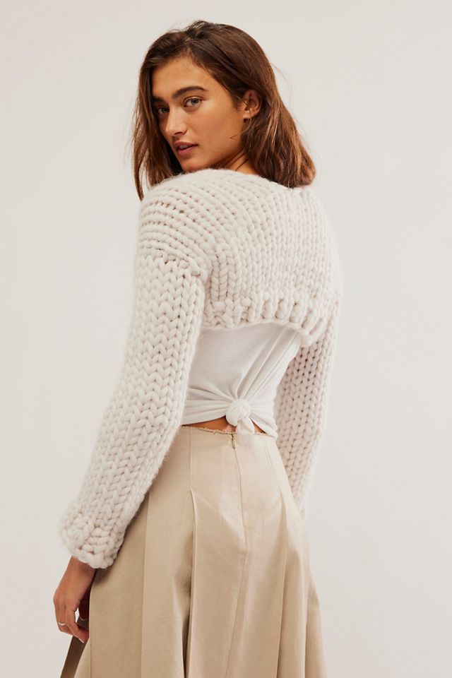 Boléro en maille Hope Macaulay corail blanc #1