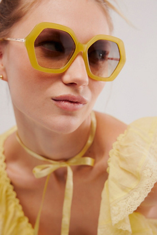 Chloe Hexagon Sunnies at Free People in Key Lime