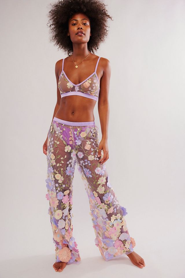 Floral Print Lounge Pants with Top