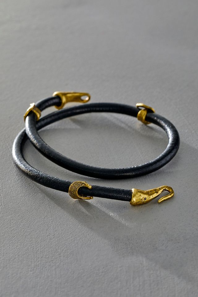 Alkemie Crescent Moon Leather Wrap Bracelet #1