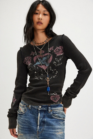 We The Free Lucky Locket Tee at Free People in Black, Size: XS