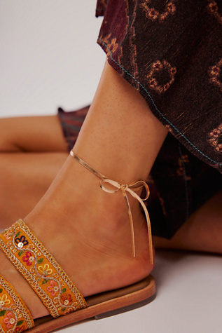 Bryn Bow Anklet at Free People in Gold