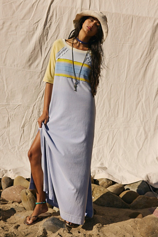 Rowan Tee Midi Dress at Free People in Blue Combo, Size: Medium