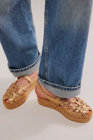 Thalis Espadrille Sandals by Naguisa at Free People in Gold, Size: EU 38