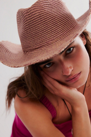 Dylan Distressed Cowboy Hat at Free People in Blush