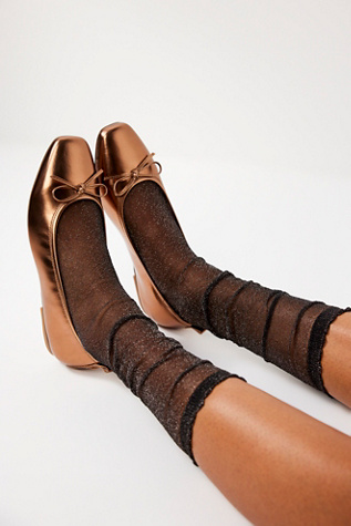 Simply Sheer Knee High Socks by High Heel Jungle at Free People in Black