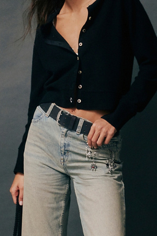 We The Free Double Cross Belt at Free People in Black, Size: M/L