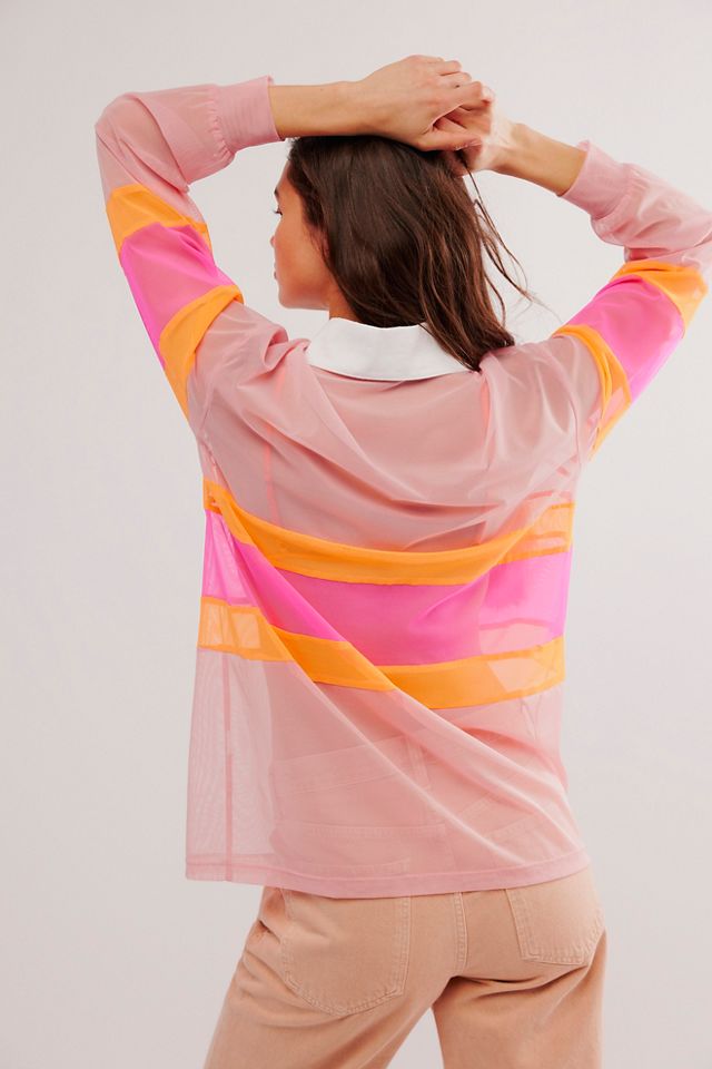 Chemise esprit rugby en maille fluo Anna Sui #1