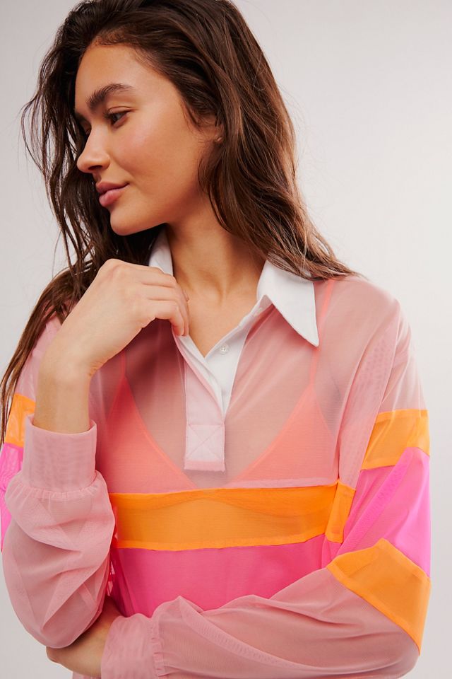 Chemise esprit rugby en maille fluo Anna Sui #2