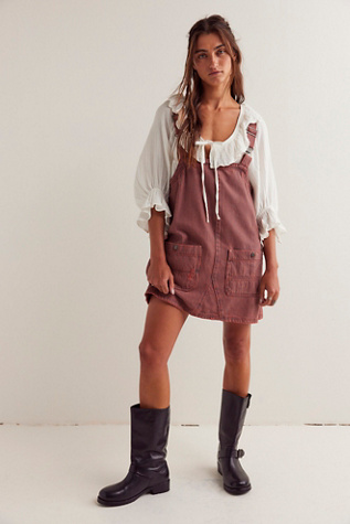 We The Free Overall Smock Mini Railroad Top at Free People in Red Pear, Size: XS