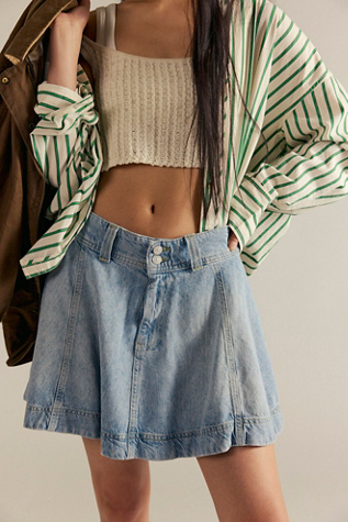 We The Free Wonderland Denim Skirt at Free People in Light Wash, Size: 28