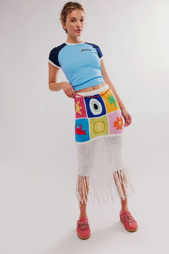Pitusa Crochet Patchwork Fringe Skirt | Free People UK