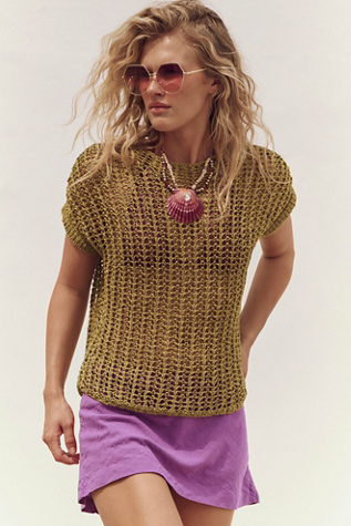 My Little Micro Mini Cotton-Linen Skort by free-est at Free People in Purple, Size: M