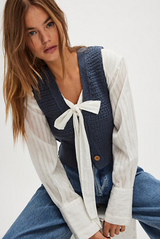 We The Free Ava Vest Jacket at Free People in Blue, Size: XS