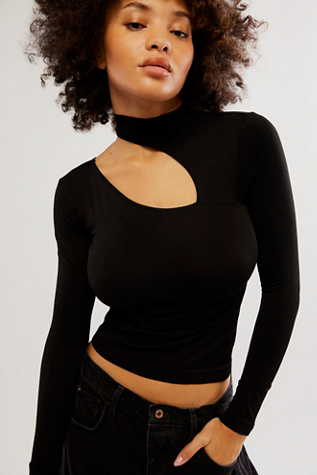 Cut It Out Seamless Long Sleeve by Intimately at Free People in Black, Size: M/L