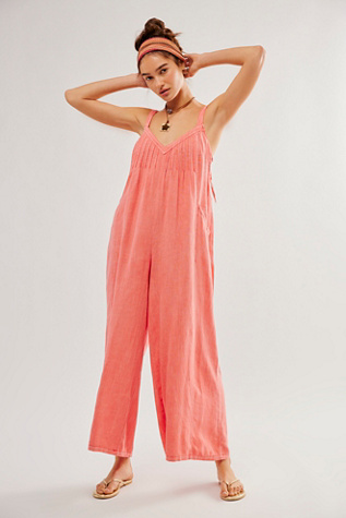 WMNS Jumpsuit - Wrap Front Tank Top / Genie Style Legs / Cinched Ankle  Cuffs / Black / Flowers