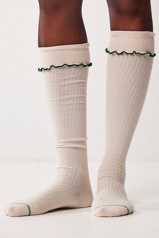 Chaussettes hautes au genou à bord volant #1