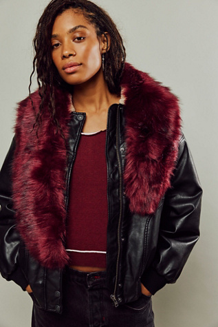 Jagger Faux Fur Collar at Free People in Ruby