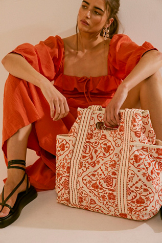 Printed Caravan Tote by FP Collection at Free People in Red Tile