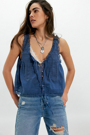 Forevermore Tank Top by Free People in Blue, Size: XL