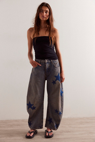 We The Free Good Luck Shadow Patch Jeans at Free People in Stargazing, Size: 29