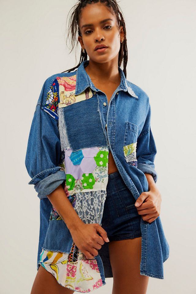 Riley Vintage Denim Patchwork Shirt Dress | Free People UK