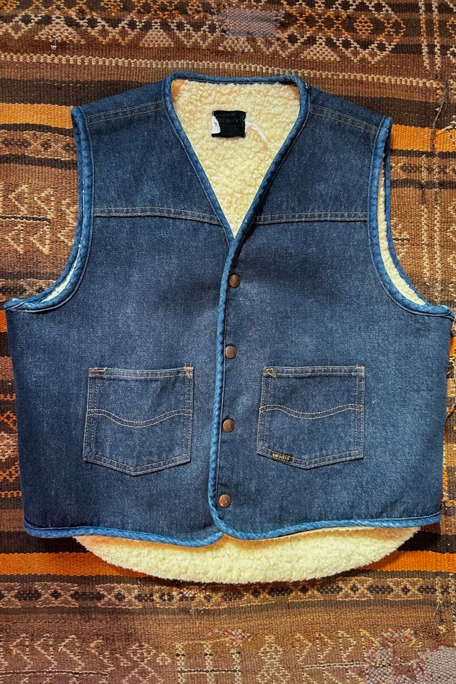 fleetwood, Jackets & Coats, Vintage Fleetwood Sportswear Sherpa Lined  Denim Vest 7s Mens Large