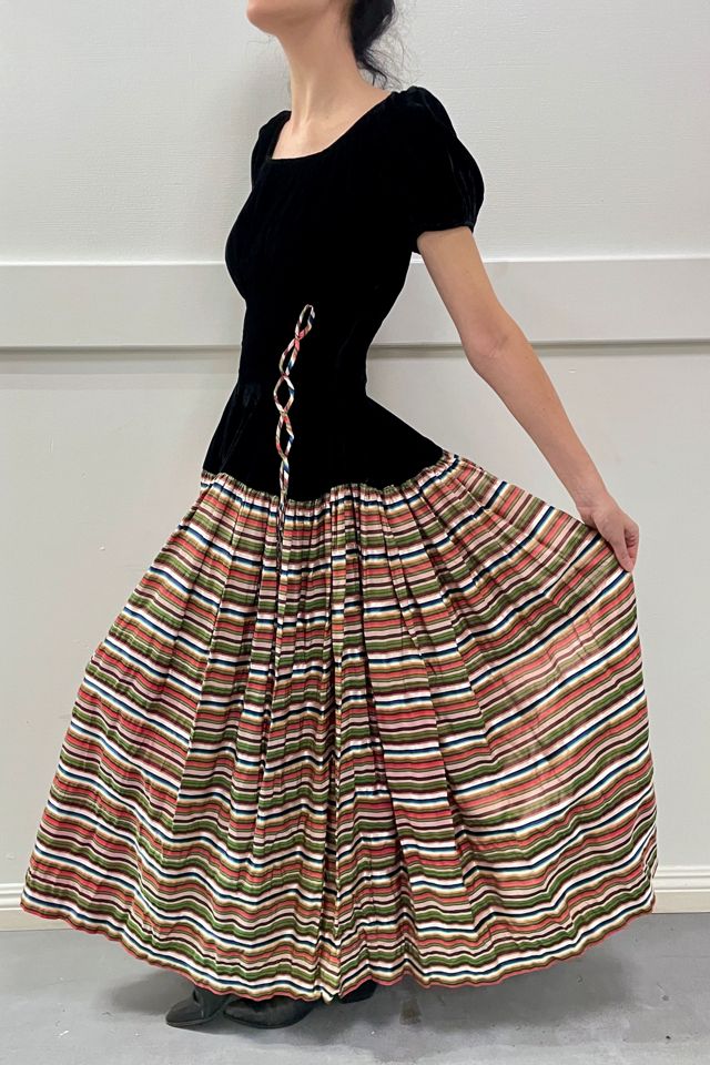 1940s Silk Velvet Candy Stripe Taffeta Gown Selected by Cannonball and Tilly #2