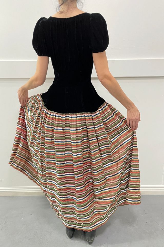 1940s Silk Velvet Candy Stripe Taffeta Gown Selected by Cannonball and Tilly #3