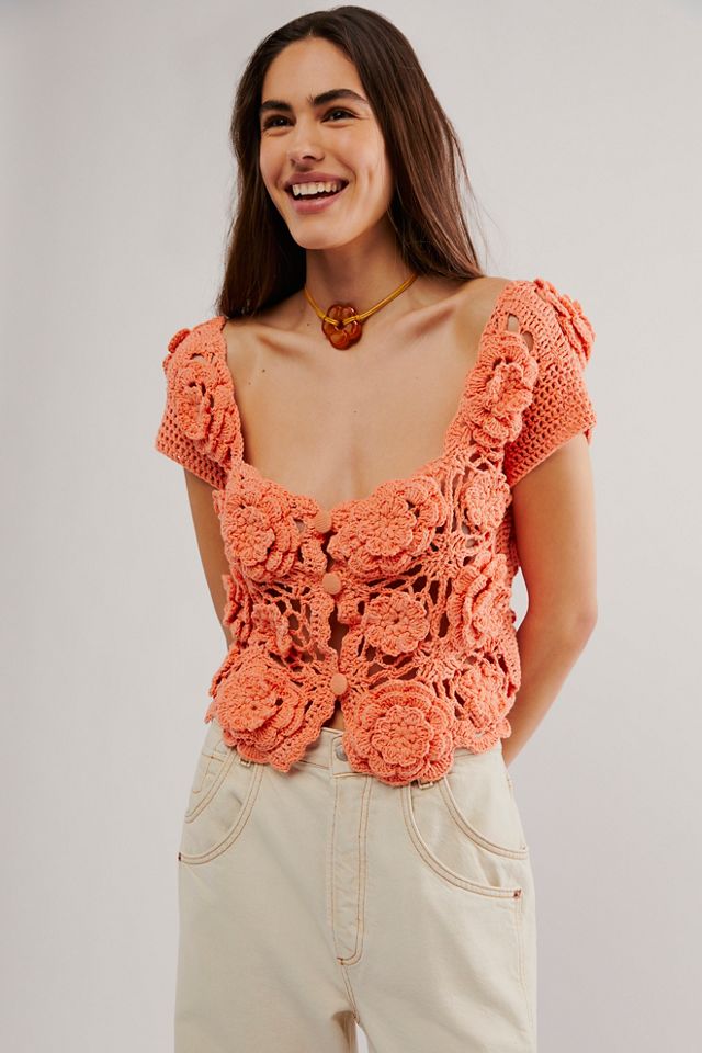 Free people crochet knit hotsell top