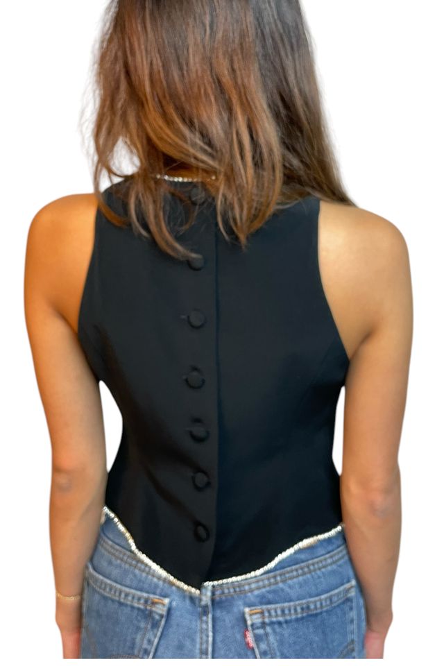 Vintage Black Sleeveless Top With Rhinestone Trim Selected  By Ankh By Racquel Vintage #2