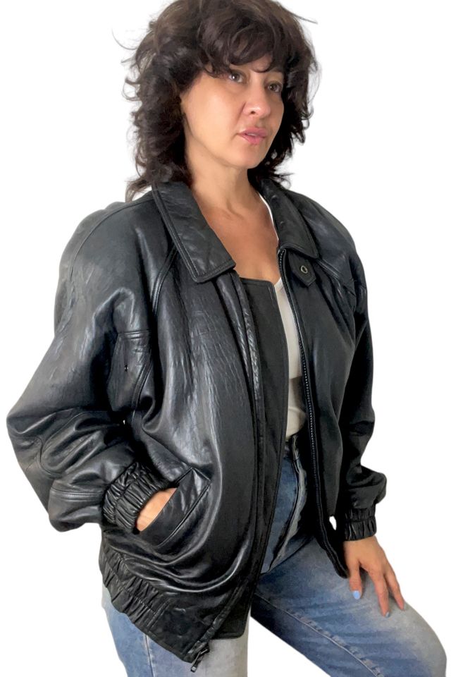 Vintage Oversized Black Leather Jacket Selected By Ankh By Racquel