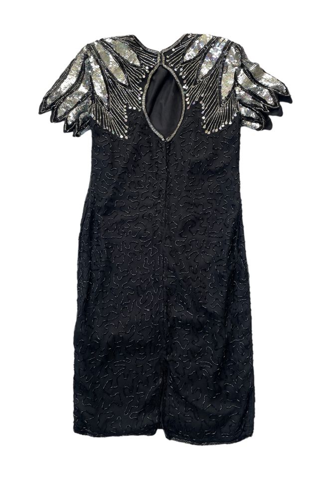 Vintage Glam Black Beaded Dress Selected By Ankh By Racquel Vintage #2